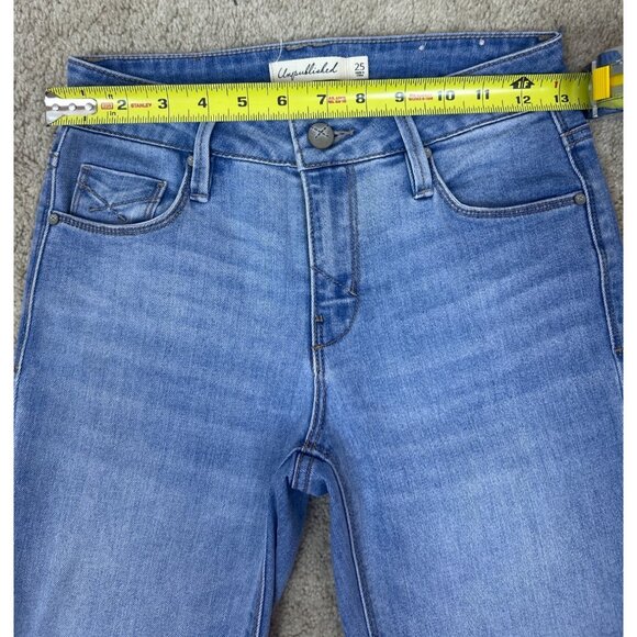 Anthropologie Unpublished Raw Edge Hem Cropped Medium Wash Jeans Size 25 - Picture 7 of 9